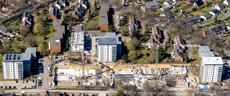 Ansicht des Neubauprojektes in der Bauphase